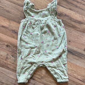 Girls Floral Green Short Sleeve Romper